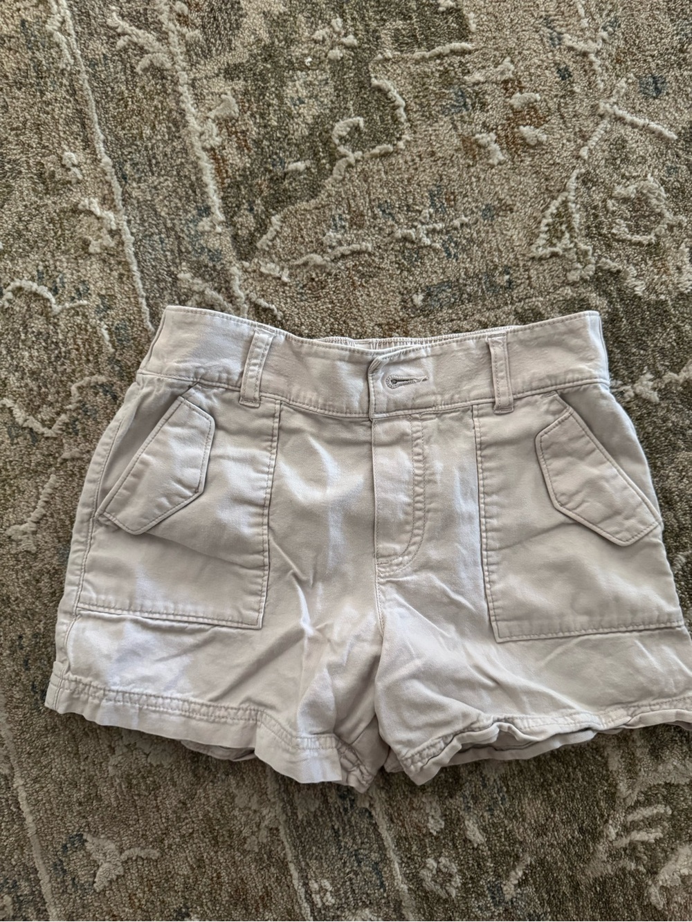 abercrombie kids light beige utility shorts